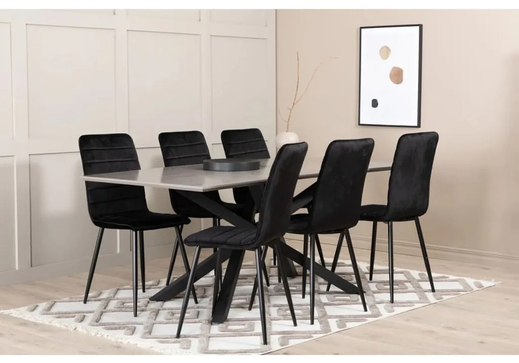 444740 Venture Home Cadeiras de jantar Windu 2 pcs veludo preto