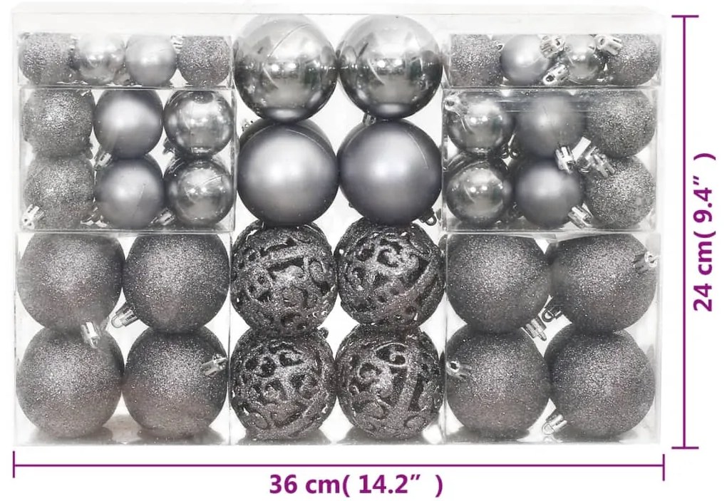Enfeites de Natal 100 pcs 3 / 4 / 6 cm cinzento