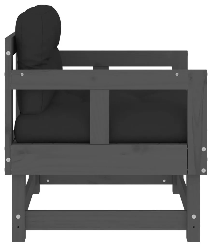 Cadeiras de jardim c/ almofadões 2 pcs pinho maciço cinzento