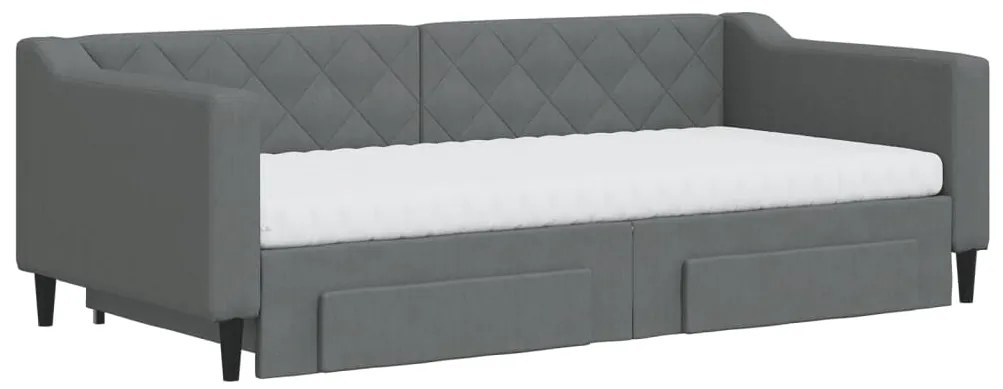 Sofá-cama c/ gavetão e gavetas 90x190 cm tecido cinzento-escuro