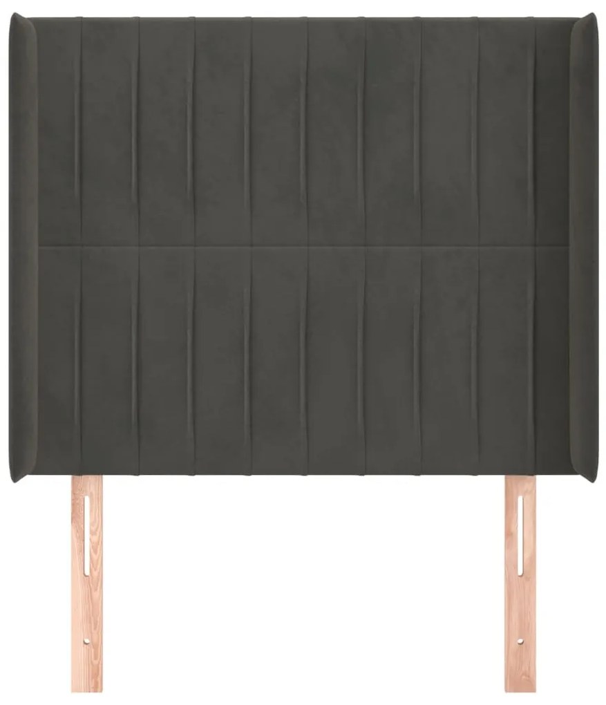 Cabeceira cama c/ abas veludo 103x16x118/128 cm cinzento-escuro