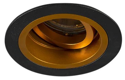 LED Foco embutido inteligente preto com dourado inclinável Incl. Wifi GU10 - Chuck Moderno