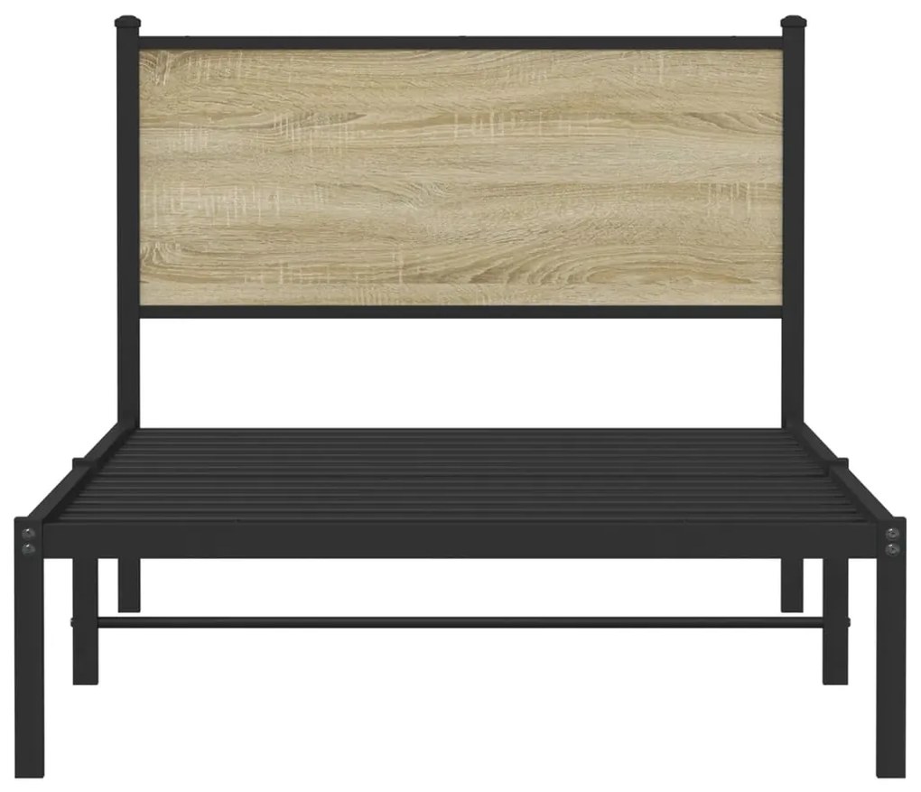 Estrutura de cama sem colchão 100x190 cm metal carvalho sonoma