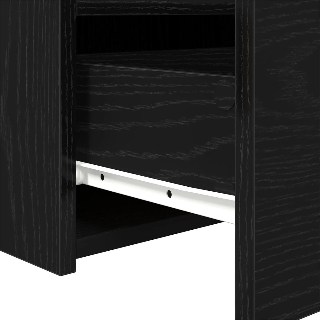 Cômoda de Cabeceira vidaXL com Luzes LED Carvalho Preto 50x40x45 cm