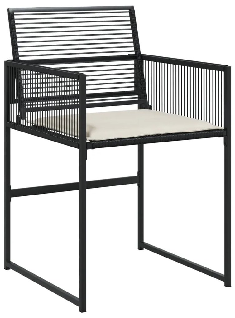 11 pcs conjunto de jantar p/ jardim c/ almofadões vime PE preto