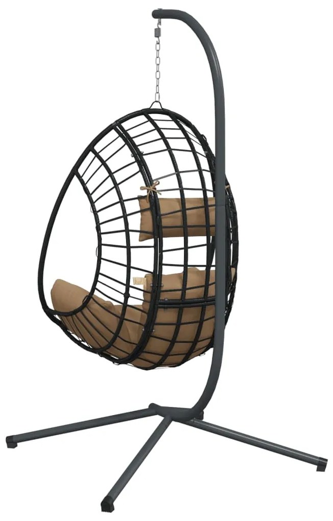 Cadeira em forma de ovo suspensa c/ suporte vime/aço antracite