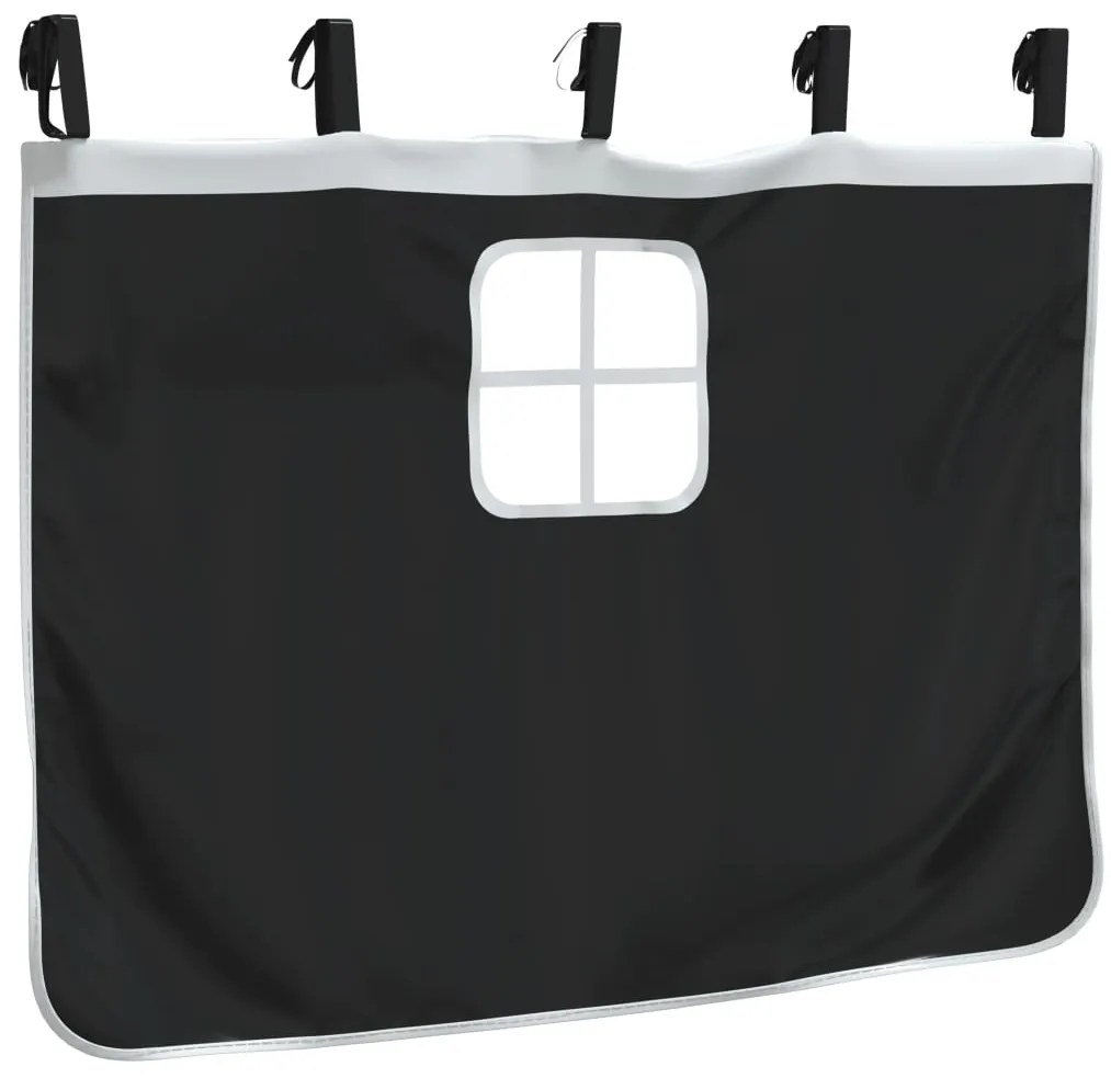 Cortinas para cama elevada com túnel poliéster branco e preto