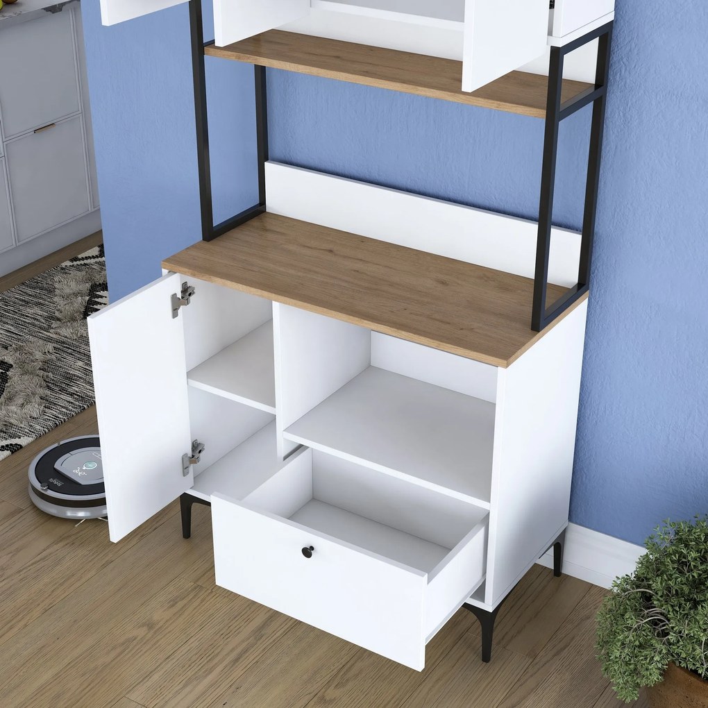 Armário Multiuso JE159 – Branco Nogal – 90x184,2x38 cm