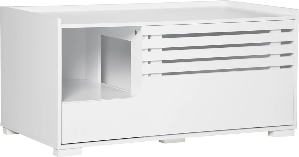 PawHut Armário para gatos com 2 prateleiras Design 2-in-1 Porta magnética Branco | Aosom Portugal