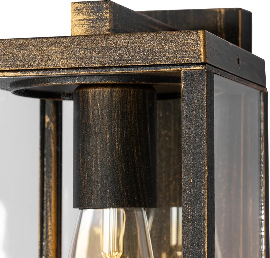 Lanterna de parede exterior ouro antigo com sensor de movimento IP44 - Charlois