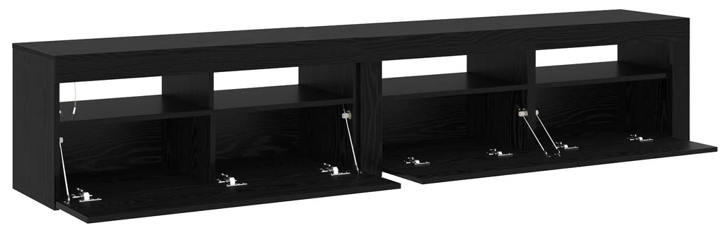 Gabinetes de TV vidaXL 2 pcs com Luzes LED Madeira de Carvalho Preto