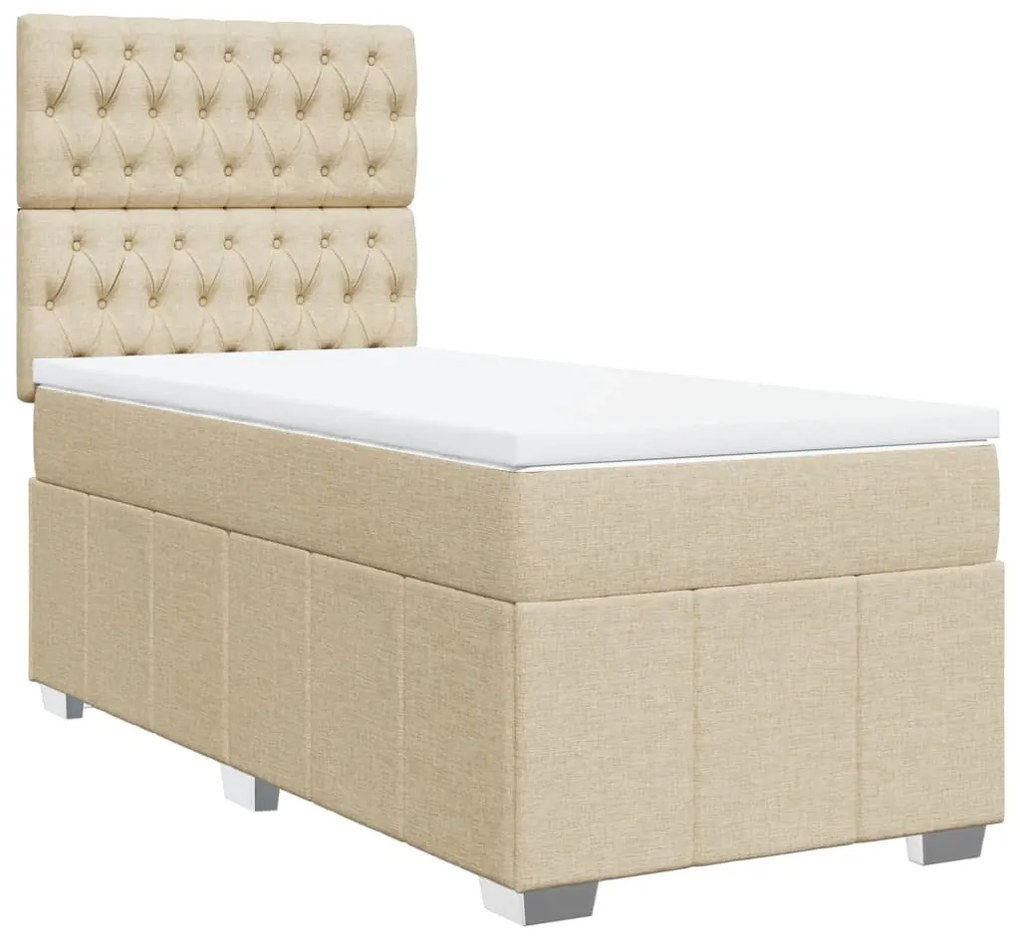 Cama com molas/colchão 90x190 cm tecido cor creme