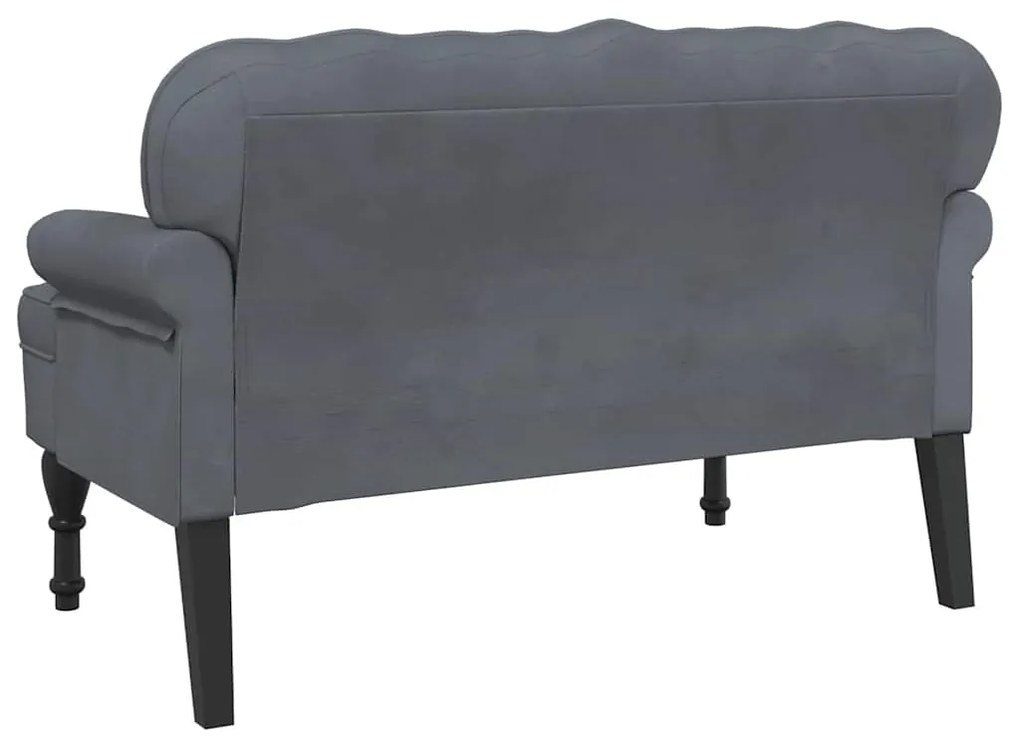 Banco com encosto 119,5x64,5x75 cm veludo cinzento-escuro