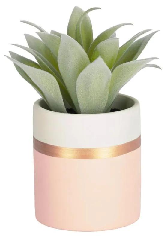 Kave Home - Planta artificial Agave attenuata com vaso de cerâmica rosa 14 cm