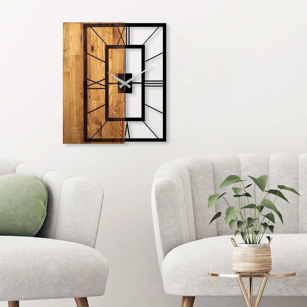 Relógio de Parede Decorativo Mas-037 – Nogueira Clara e Preto – 49 x 3