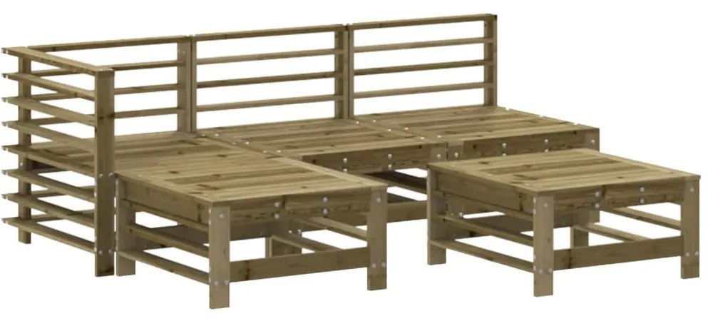 5 pcs conjunto lounge de jardim c/ almofadões pinho impregnado