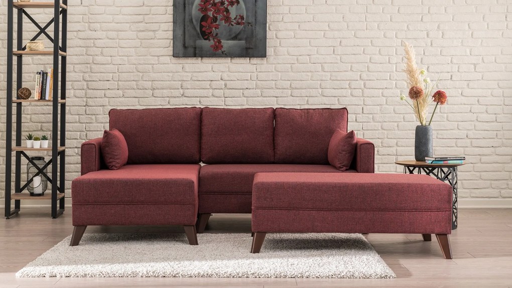 Sofá-cama de canto Bella – Vermelho Bordô – 205 x 85 x 140 cm