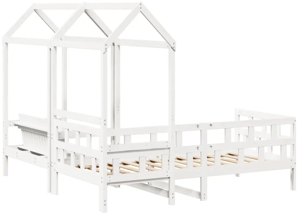 Conj. de sofá-cama c/ telhado 80x200 cm pinho maciço branco
