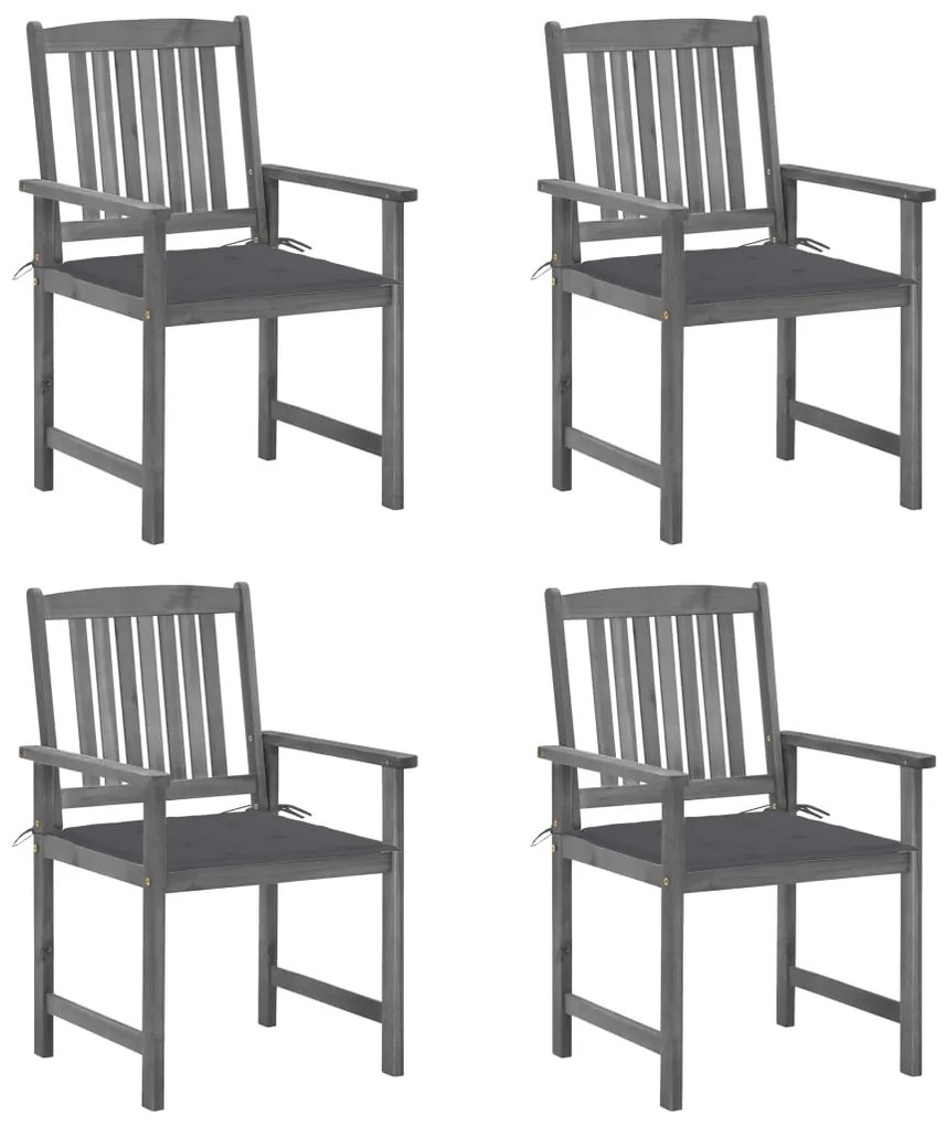 vidaXL Cadeiras de jardim com almofadões 4 pcs acácia maciça cinza
