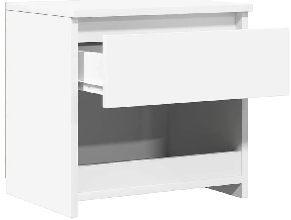 Mesas de cabeceira 2 pcs 40x30x39 cm contrapl. branco brilhante