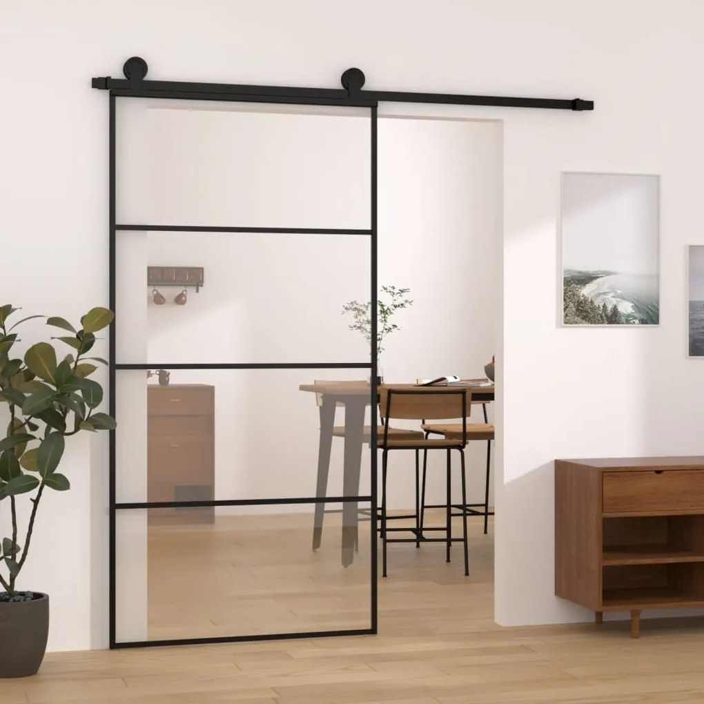 3152150 vidaXL Porta desliz. c/ conj. ferragens 102,5x205cm vidro ESG/alumínio