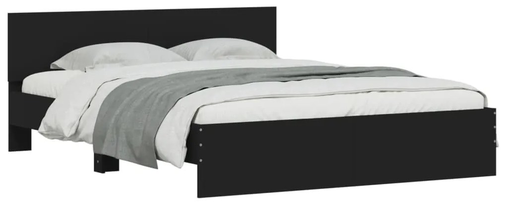 Estrutura de cama com cabeceira 140x200 cm preto