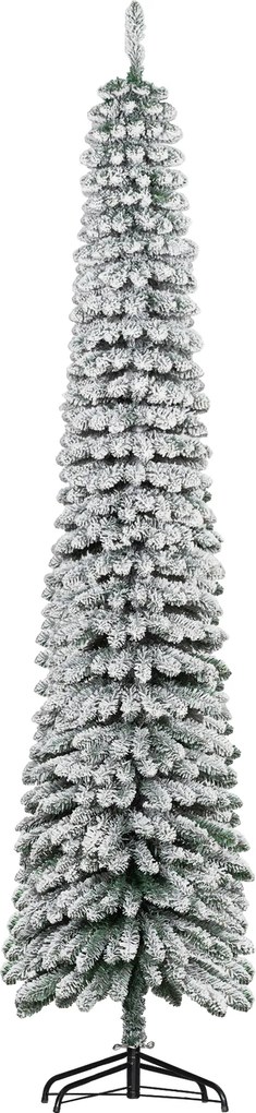 HOMCOM Árvore de Natal Estreita Nevada 240 cm com 603 Ramos e Suporte Metálico Dobrável para Sala de Estar, Interior, Verde | Aosom Portugal