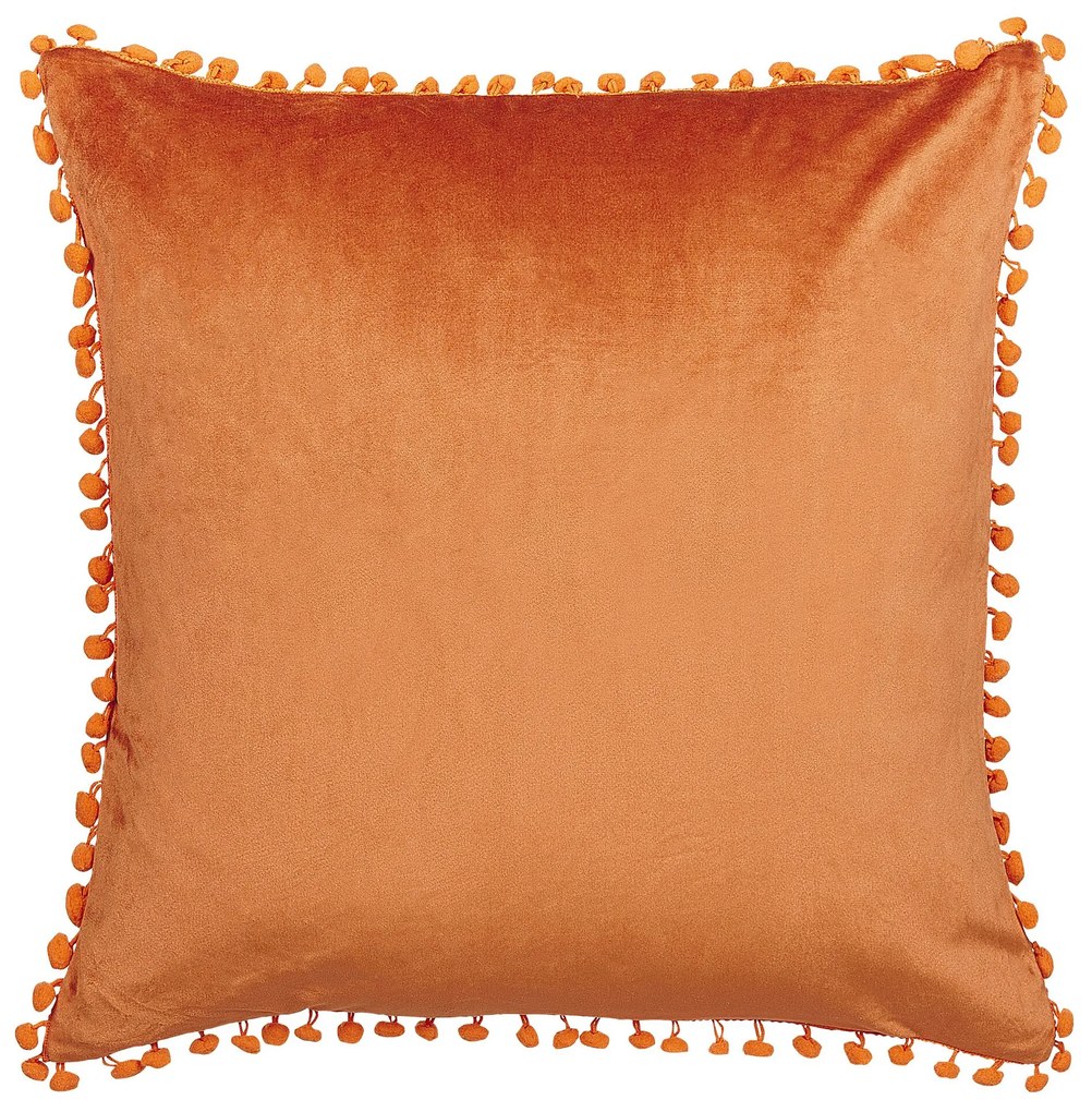 Conjunto de 2 almofadas em veludo laranja 45 x 45 cm AERANGIS Beliani