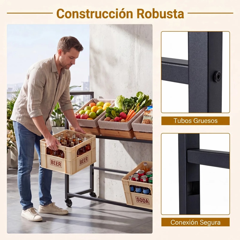 Estante para Caixas de Cerveja, 104 x 32 x 89 cm, Capacidade de 100 kg por Nível, Preto
