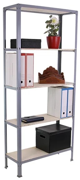 Estante com 5 Prateleiras madeira SIMONHOME CLICK PLYWOOD MINI 5/300 CINZENTA/BÉTULA Capacidade P/ prateleira 150 Kg Dimensões 1800x800x300 mm