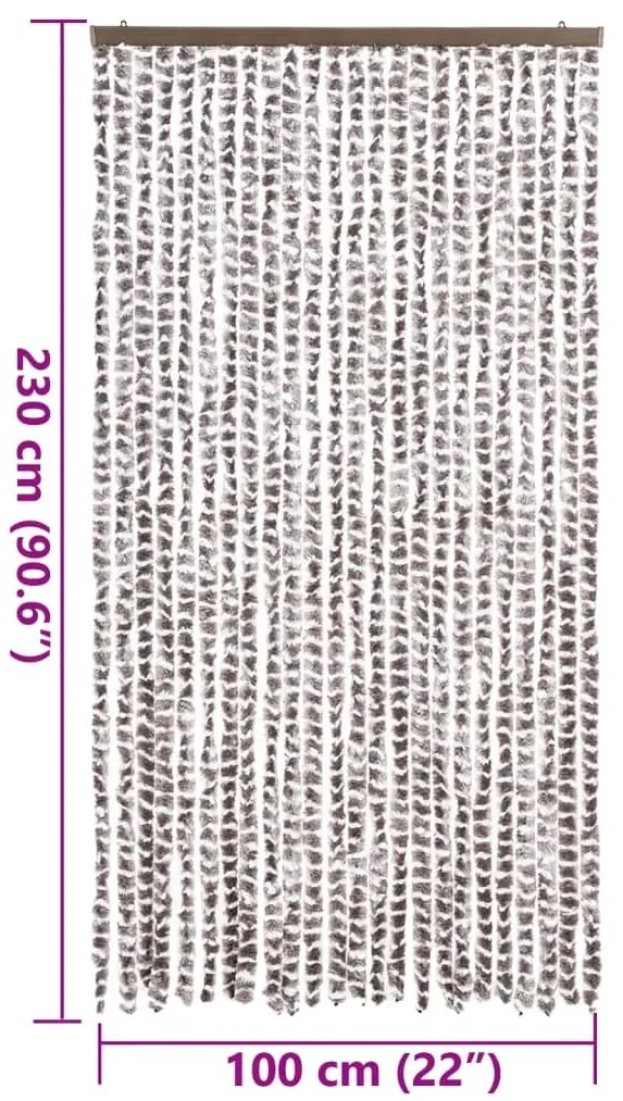 Cortina anti-insetos 100x230cm chenille cinza-acastanh./branco