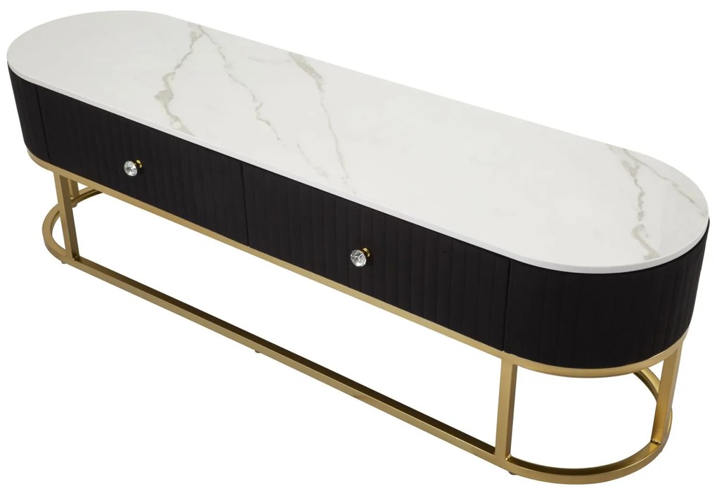 MÓVEL DE TV MONTPELLIER 150X42X45 CM PRETO E DOURADO