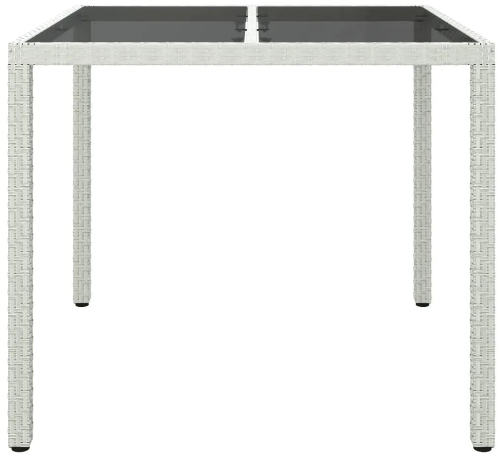 Mesa de jardim 90x90x75 cm vidro temperado e vime PE branco