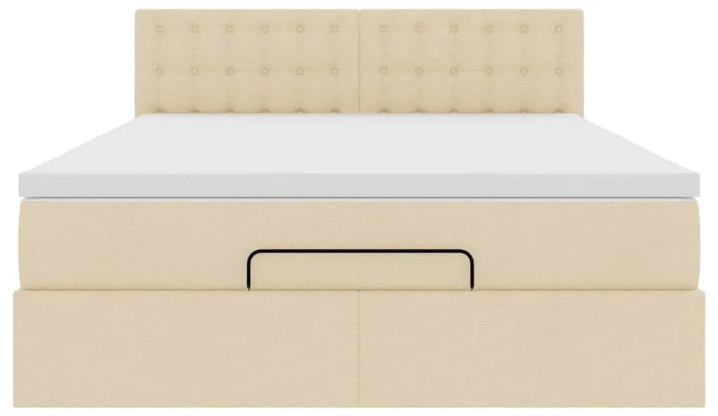 Cama otomana com colchão 140x200 cm tecido creme