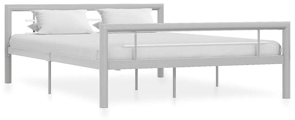vidaXL Estrutura de cama 140x200 cm metal cinzento e branco