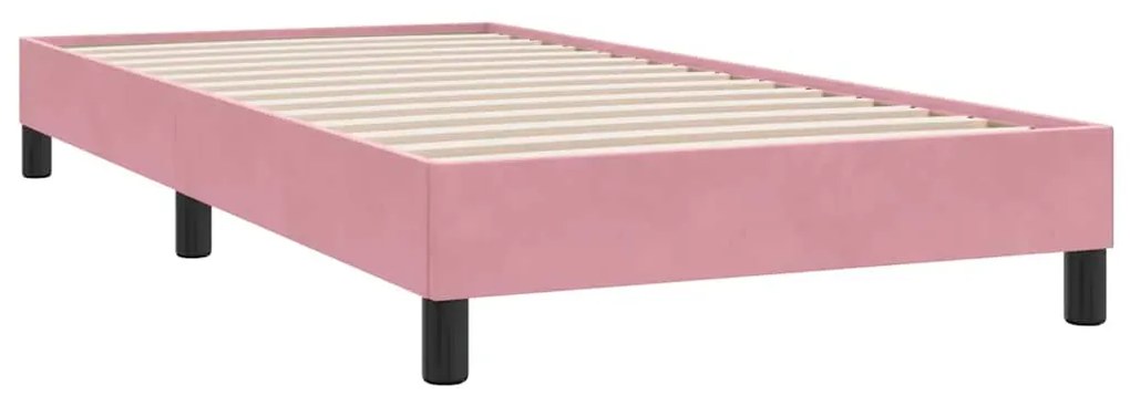 Estrutura de cama com colchão 100x220 cm veludo rosa