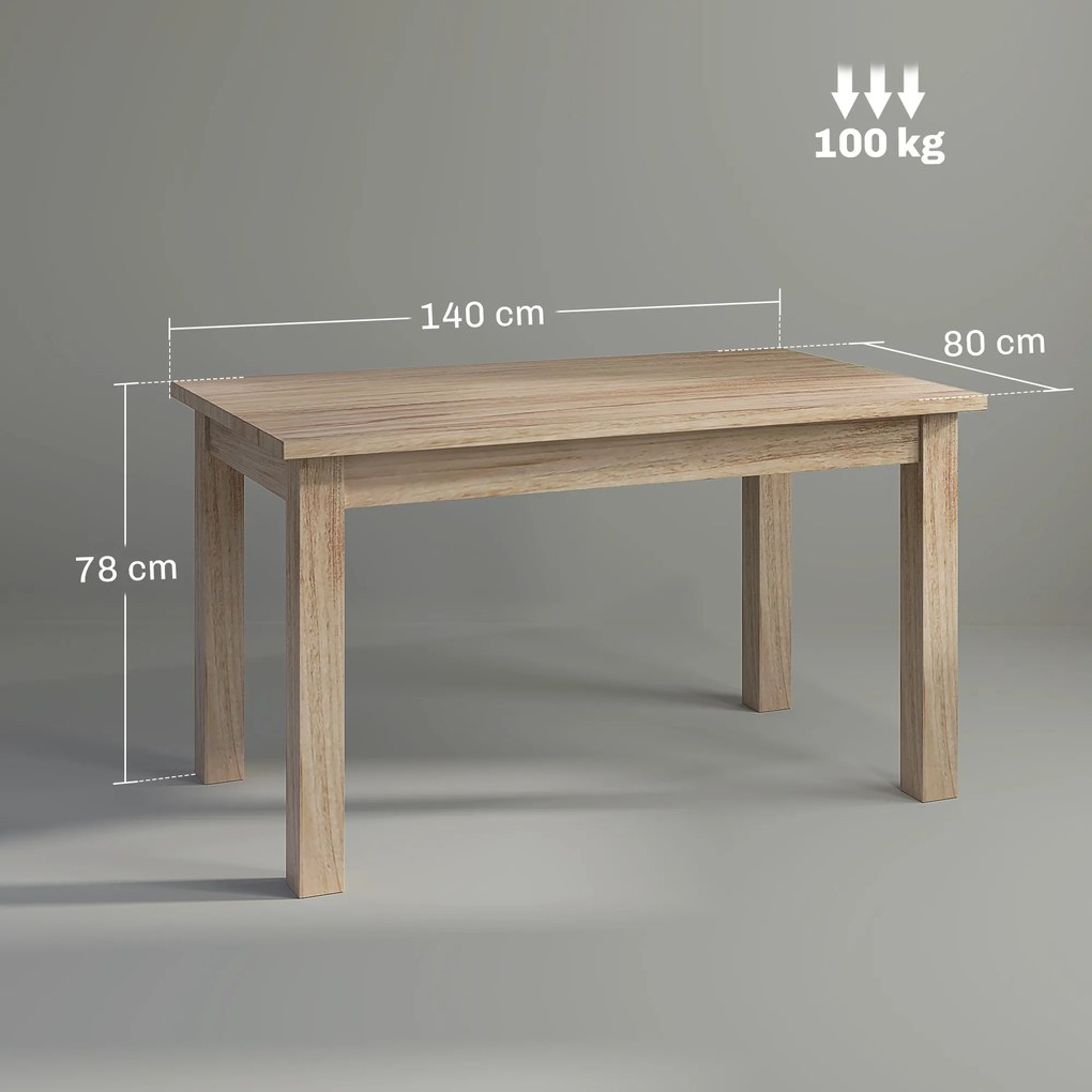 Mesa de Jantar Mesa Retangular para 6 Pessoas Mesa de Refeição para Cozinha Sala de Jantar 140x80x78 cm Madeira