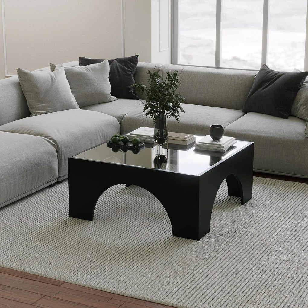 Mesa de Café Seine - Preto Transparente - 80x35x80 cm