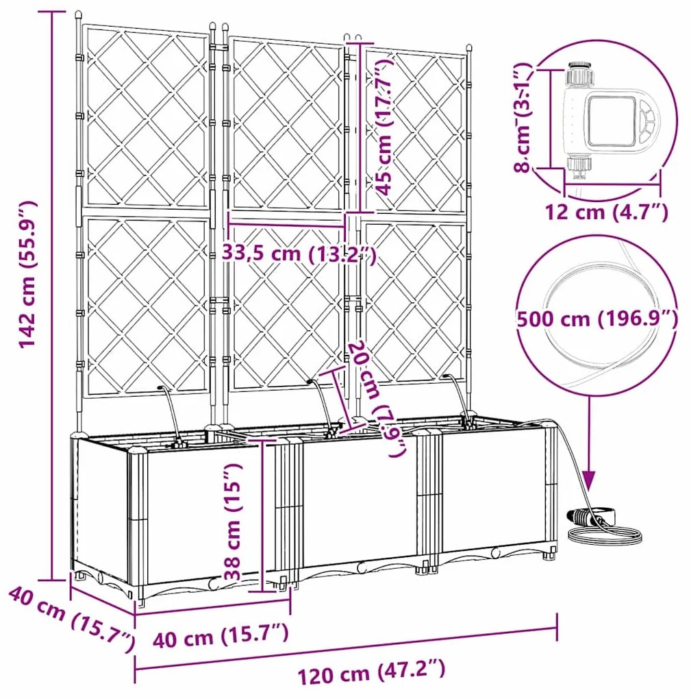 Jardineiras de Jardim 1 pc Cinzento-claro 120 x 40 x 142 cm
