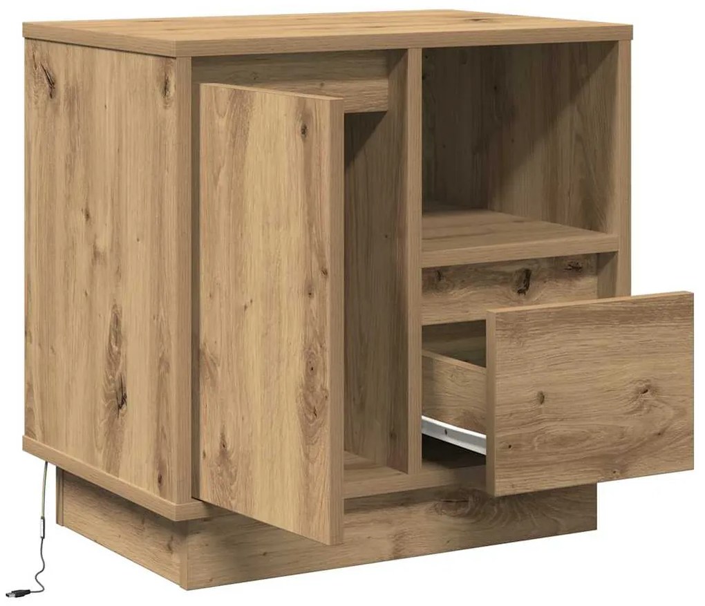 Camas de Cabeceira com LED 2 pcs Carvalho Artesanal 50x34,5x50 cm