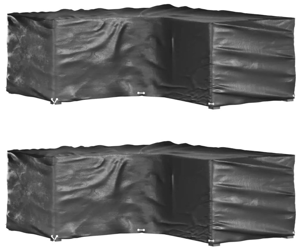 3155368 vidaXL Capas p/ mobília jardim forma de L 2 pcs 12 ilhós 185x185x70 cm