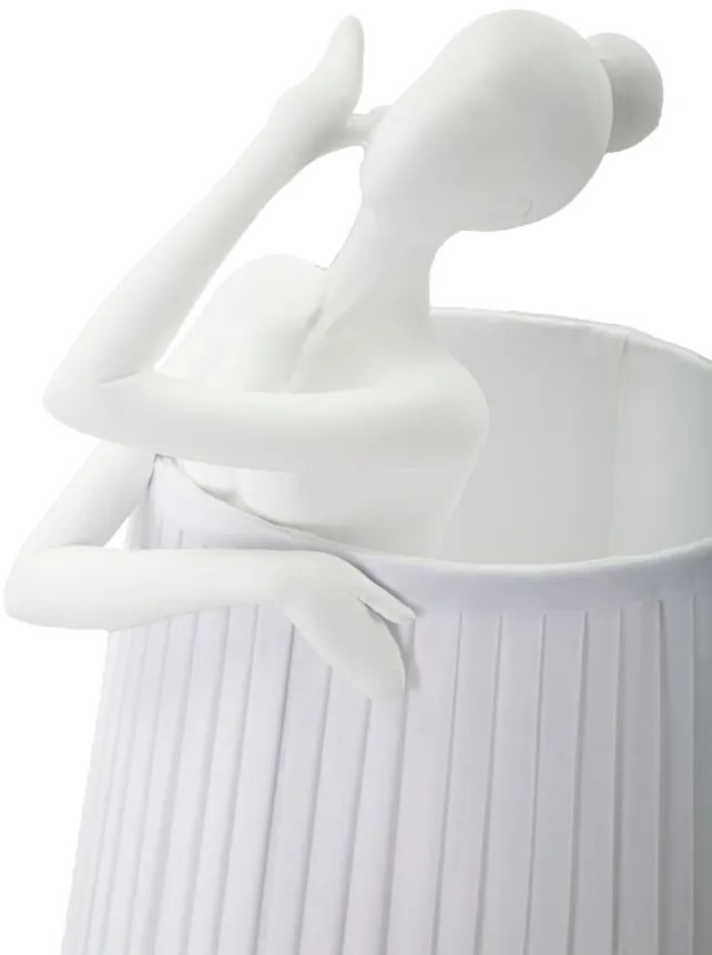 Candeeiro de Mesa "Ballet" — Ø 29x25x62,5 cm — Resina Branca e Abat-jo