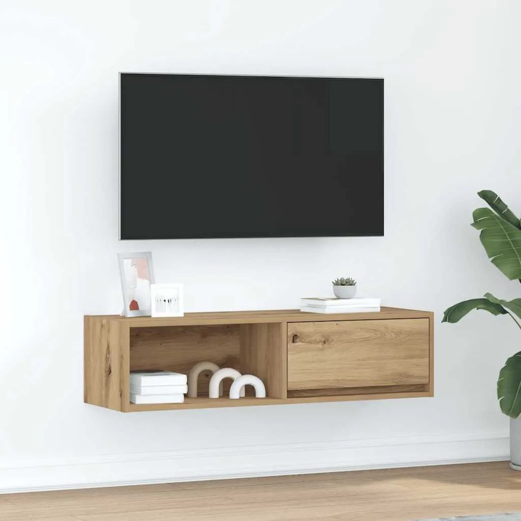 Móvel de TV 100x31x25,5 cm deriv. madeira carvalho artesanal