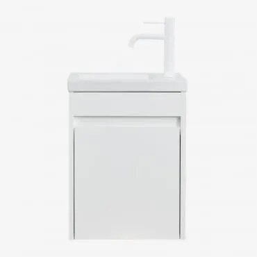 Conjunto De Móvel De Casa De Banho Em Madeira Com Lavatório Integrado Narek Branco & Sem Espelho & Branco ↑20 Cm - Sklum