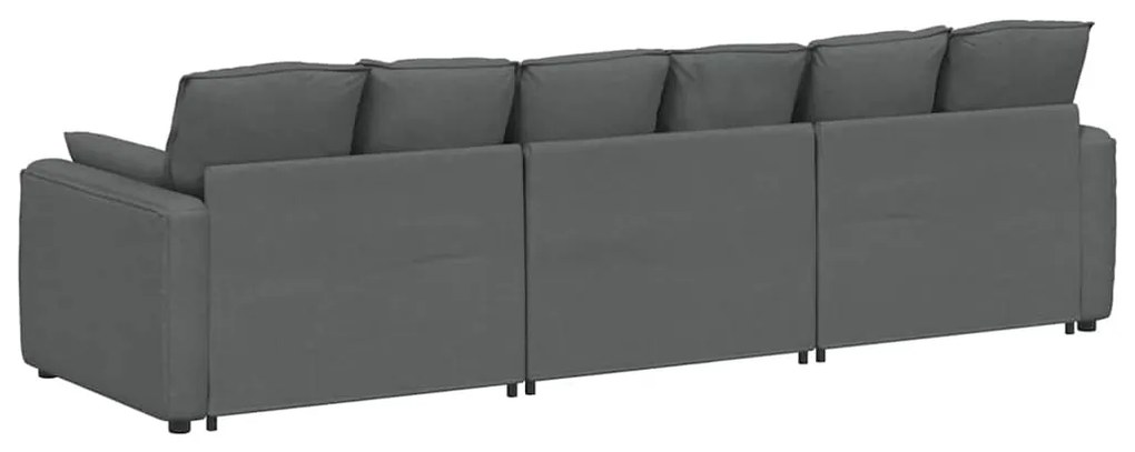Sofá modular com almofadas cinzento-escuro