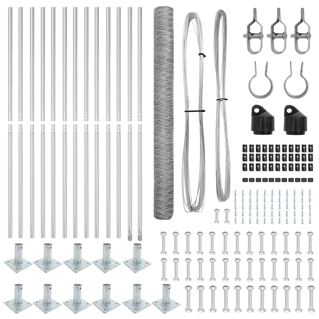 Conjunto de Cercas Conjunto de 2 Aço galvanizado 25 x 1,5 m