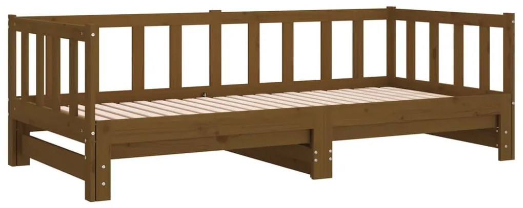 Estrutura sofá-cama de puxar 2x(90x190)cm pinho maciço castanho