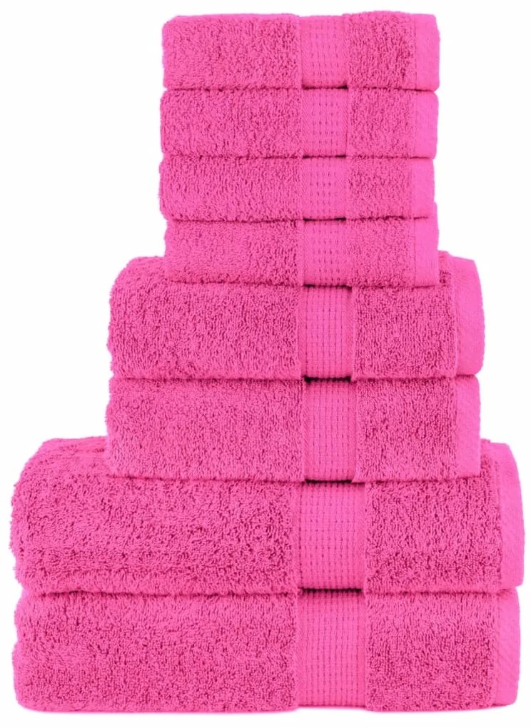 8pcs Conjunto toalhas banho premium SOLUND 600 gsm rosa
