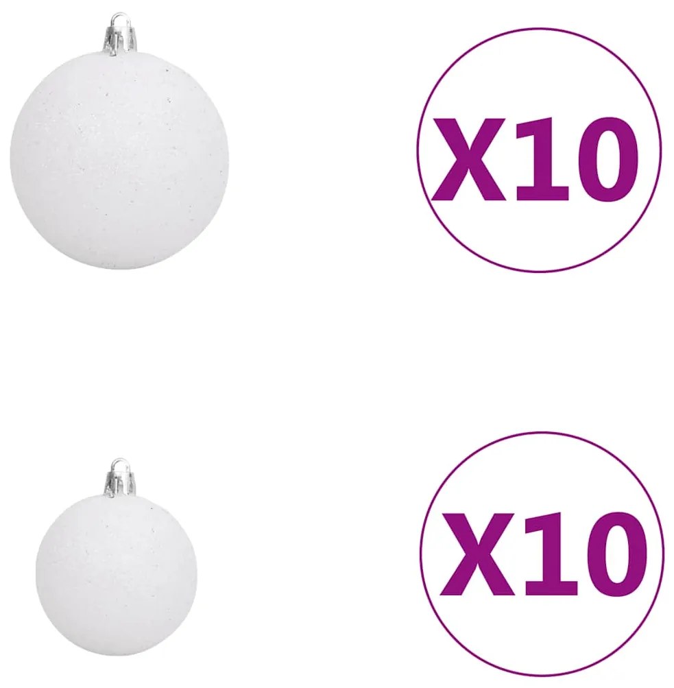 Árvore Natal artificial pré-iluminada c/ bolas PVC rosa