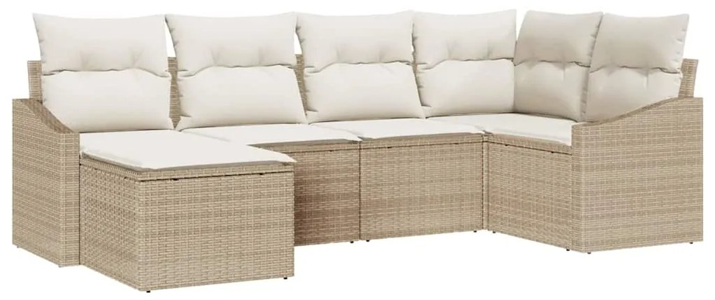 Conjunto de Jantar pro Jardim com 6 Peças e Almofadas Bejas em Rattan
